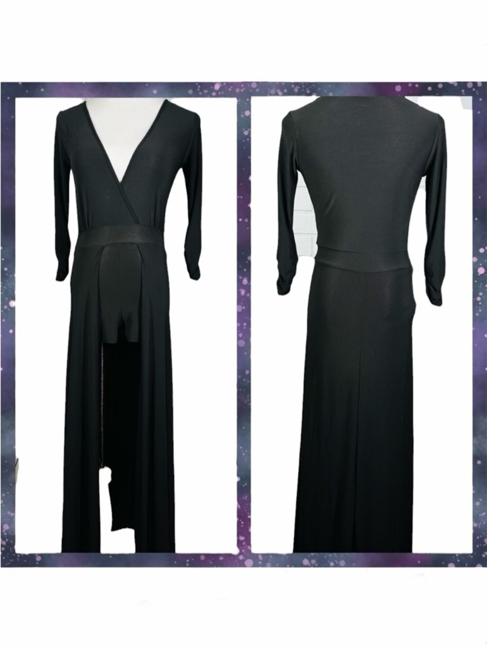Jasmine Black Long Sleeve Romper with Train - Size Small